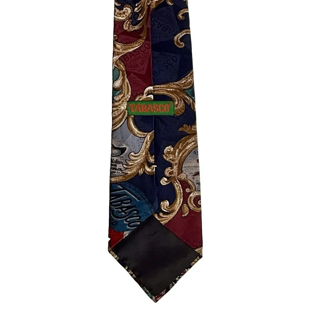TABASCO Hot Sauce Men's Silk Tie Gold Blues Ocean Seafood Cowboy Novelty 57